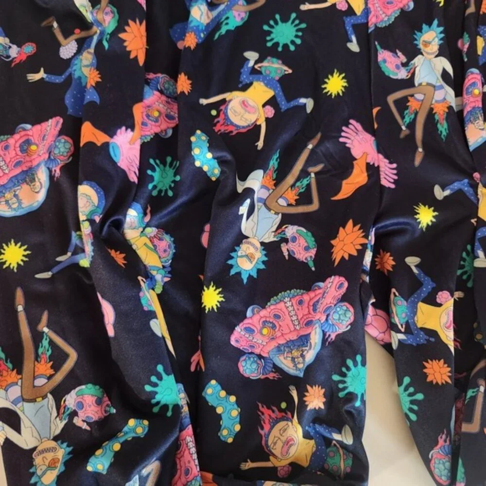 Rick‎ and Morty Sleep Pants Small Mens Pajamas Blue Print Elastic Waist